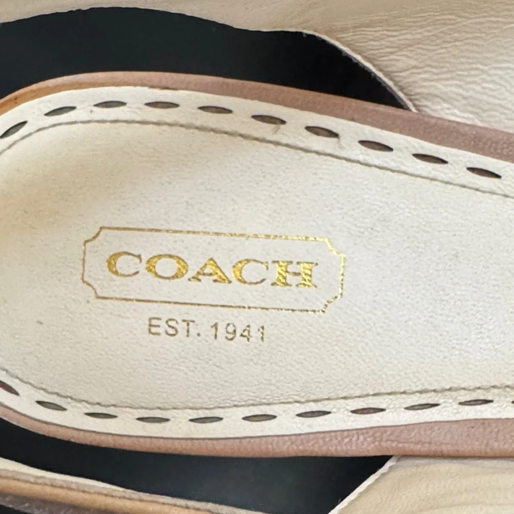 Coach Tan Slingback Heels with Buckle - Picture 3 of 9